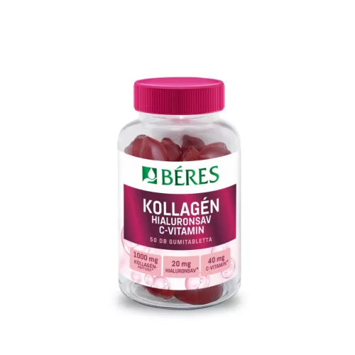 Béres Kollagén, Hialuronsav, C-vitamin cukormentes gumitabletta 50 db